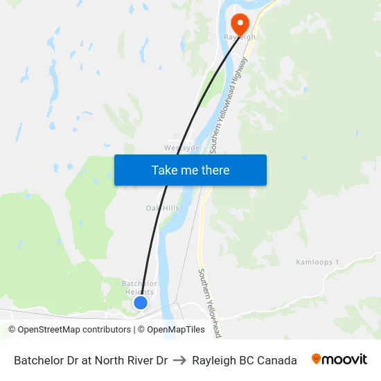 Batchelor Dr at North River Dr to Rayleigh BC Canada map