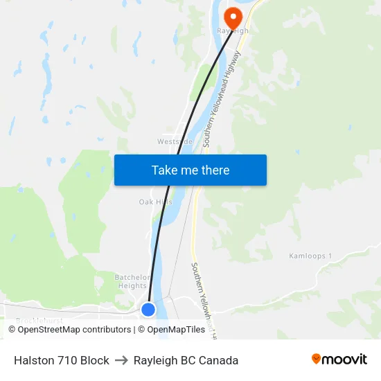 Halston Ave at Kingston Ave to Rayleigh BC Canada map