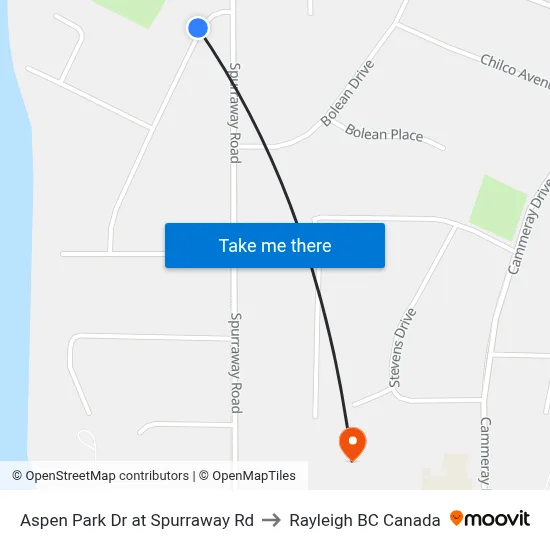 Aspen Park Dr at Spurraway Rd to Rayleigh BC Canada map