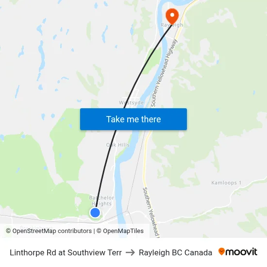 Linthorpe Rd at Southview Terr to Rayleigh BC Canada map