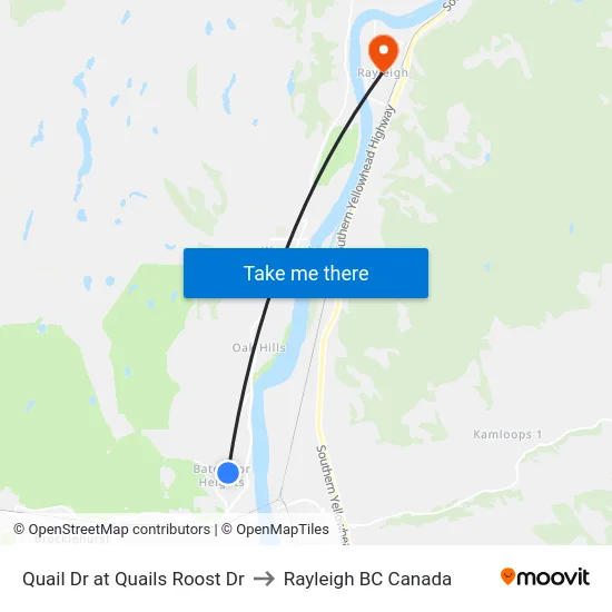 Quail Dr at Quails Roost Dr to Rayleigh BC Canada map