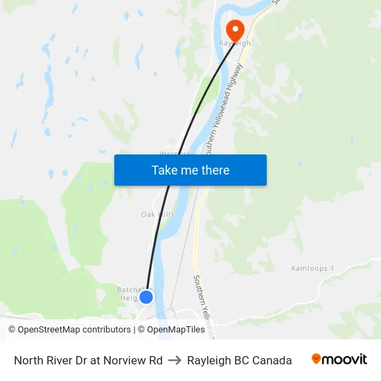 North River Dr at Norview Rd to Rayleigh BC Canada map