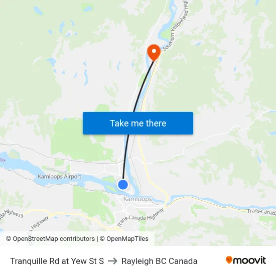 Tranquille Rd at Yew St S to Rayleigh BC Canada map
