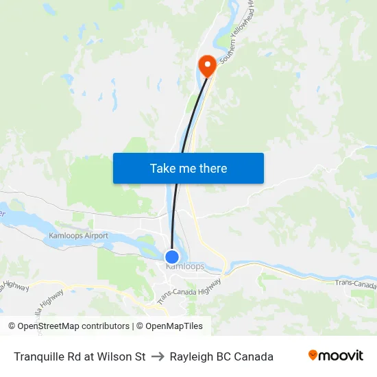 Tranquille Rd at Wilson St to Rayleigh BC Canada map