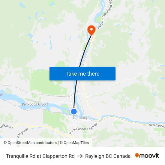 Tranquille Rd at Clapperton Rd to Rayleigh BC Canada map