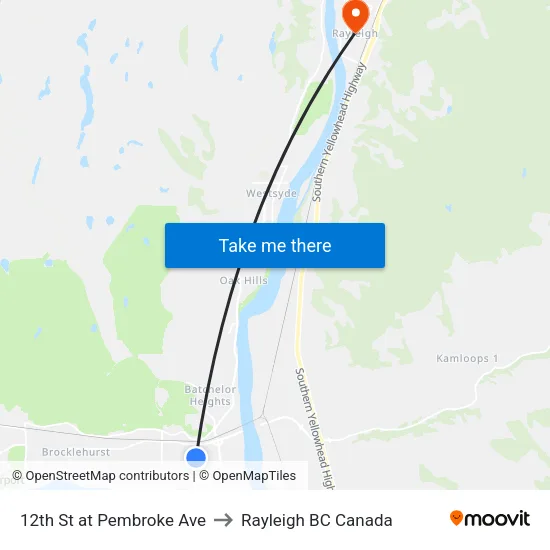 12th St at Pembroke Ave to Rayleigh BC Canada map