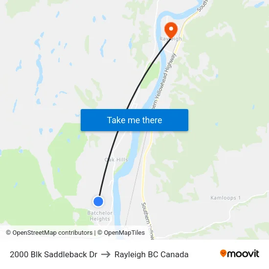 2000 Blk Saddleback Dr to Rayleigh BC Canada map