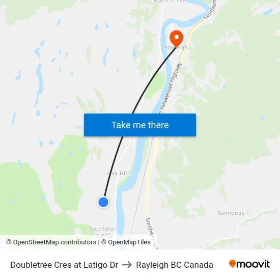 Doubletree Cres at Latigo Dr to Rayleigh BC Canada map