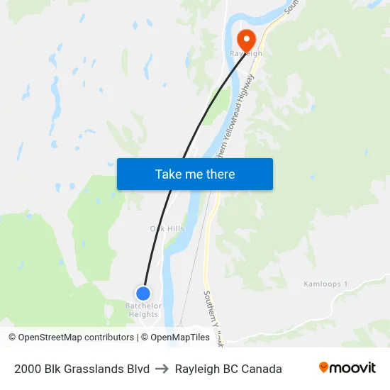 2000 Blk Grasslands Blvd to Rayleigh BC Canada map