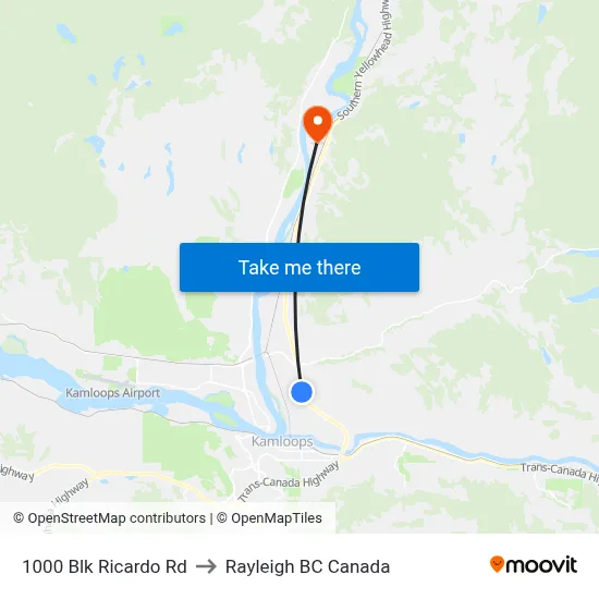 1000 Blk Ricardo Rd to Rayleigh BC Canada map