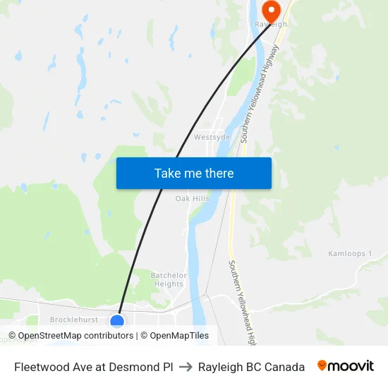 Fleetwood Ave at Desmond Pl to Rayleigh BC Canada map