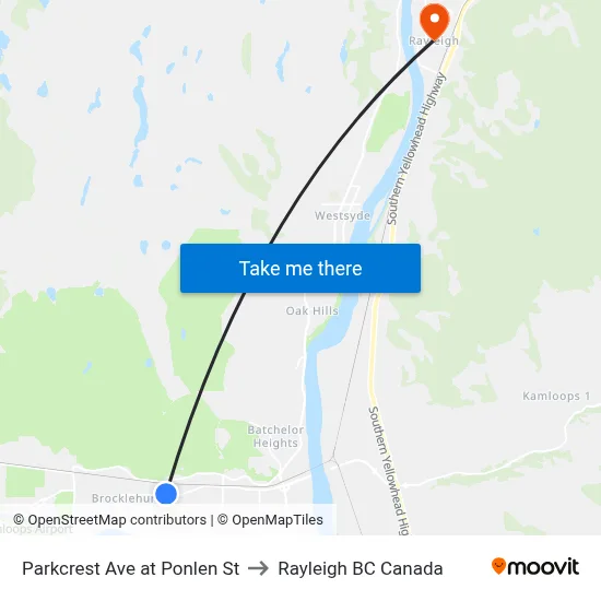 Parkcrest Ave at Ponlen St to Rayleigh BC Canada map