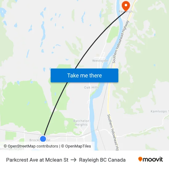 Parkcrest Ave at Mclean St to Rayleigh BC Canada map