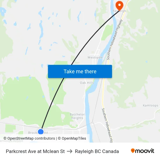 Parkcrest Ave at Mclean St to Rayleigh BC Canada map