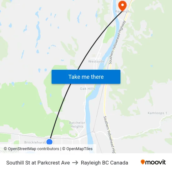 Southill St at Parkcrest Ave to Rayleigh BC Canada map