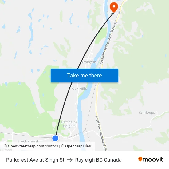 Parkcrest Ave at Singh St to Rayleigh BC Canada map