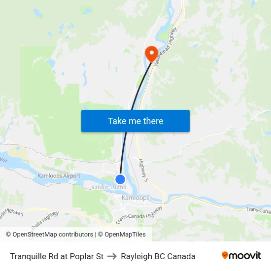 Tranquille Rd at Poplar St to Rayleigh BC Canada map