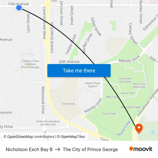 Nicholson Exch Bay B to The City of Prince George map