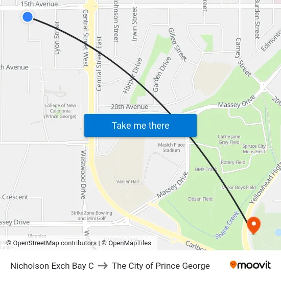 Nicholson Exch Bay C to The City of Prince George map
