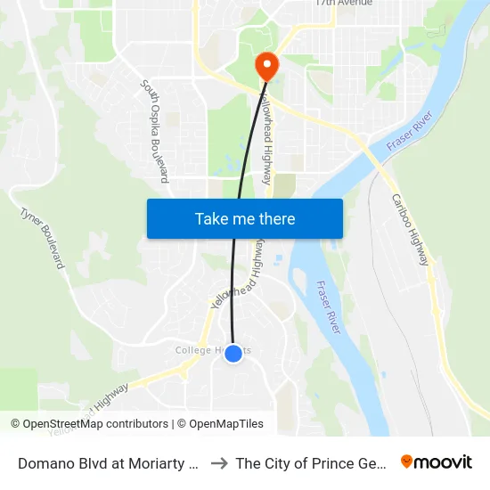 Domano Blvd at Moriarty Cres to The City of Prince George map