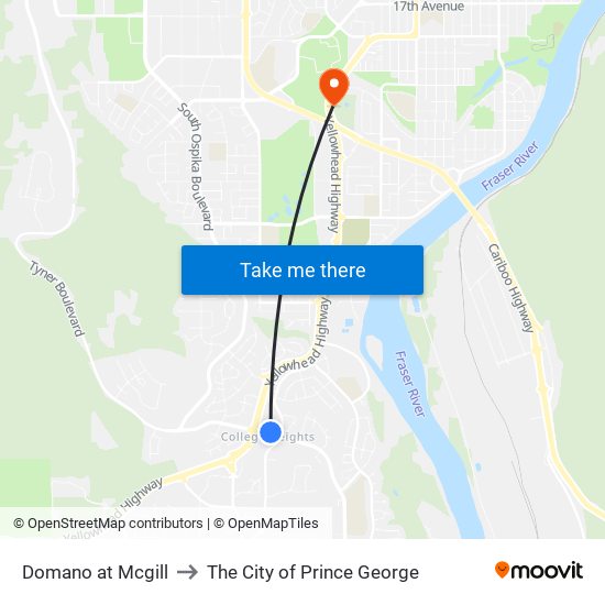 Domano at Mcgill to The City of Prince George map
