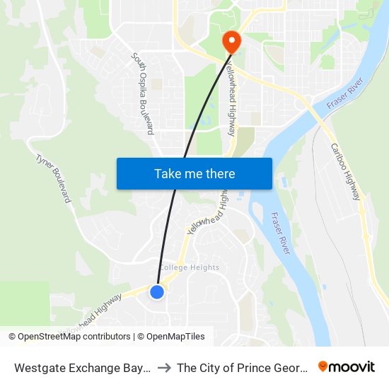 Westgate Exchange Bay A to The City of Prince George map