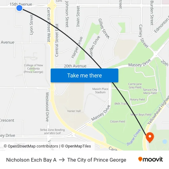 Nicholson Exch Bay A to The City of Prince George map
