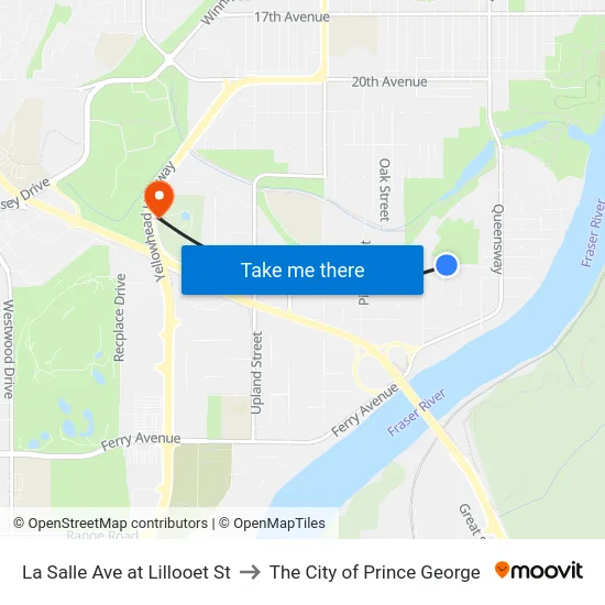 La Salle Ave at Lillooet St to The City of Prince George map