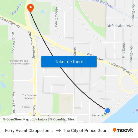 Ferry Ave at Clapperton St to The City of Prince George map