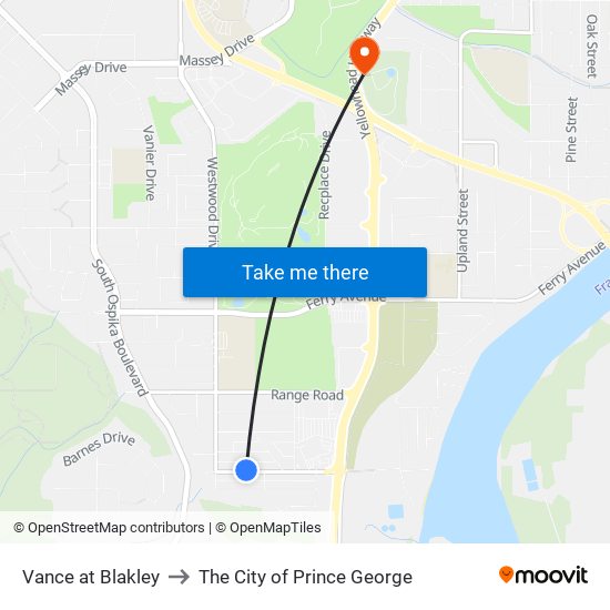 Vance at Blakley to The City of Prince George map
