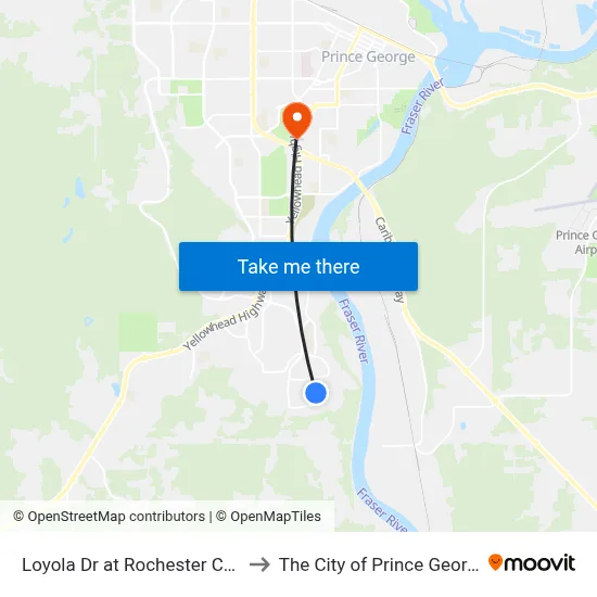 Loyola Dr at Rochester Cres to The City of Prince George map