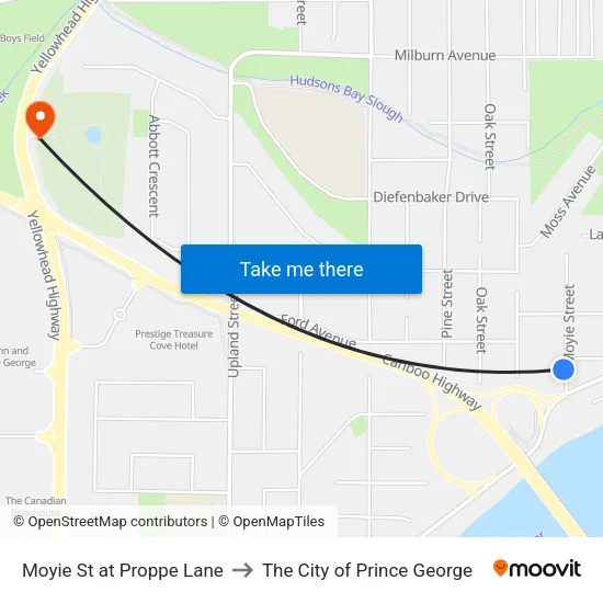 Moyie St at Proppe Lane to The City of Prince George map