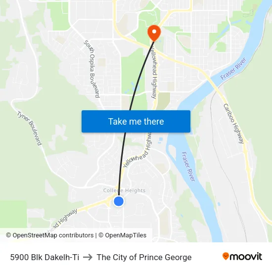 5900 Blk Dakelh-Ti to The City of Prince George map