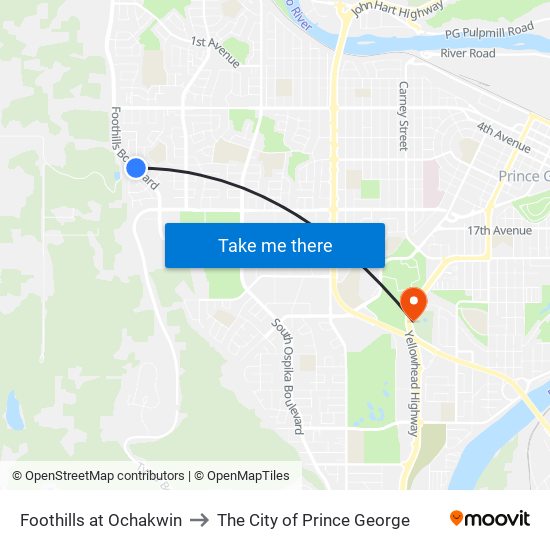 Foothills at Ochakwin to The City of Prince George map