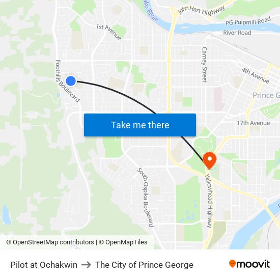 Pilot at Ochakwin to The City of Prince George map