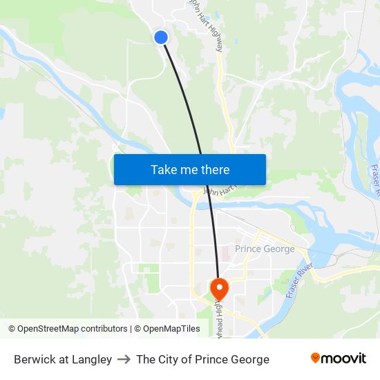 Berwick at Langley to The City of Prince George map