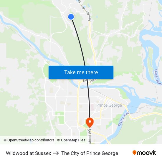 Wildwood at Sussex to The City of Prince George map