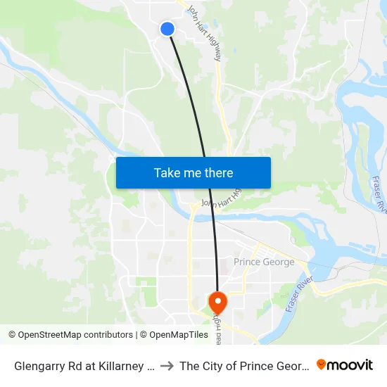 Glengarry Rd at Killarney Dr to The City of Prince George map