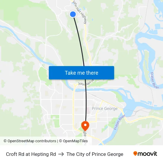 Croft Rd at Hepting Rd to The City of Prince George map