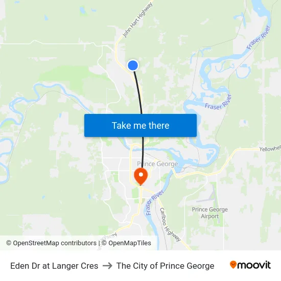 Eden Dr at Langer Cres to The City of Prince George map