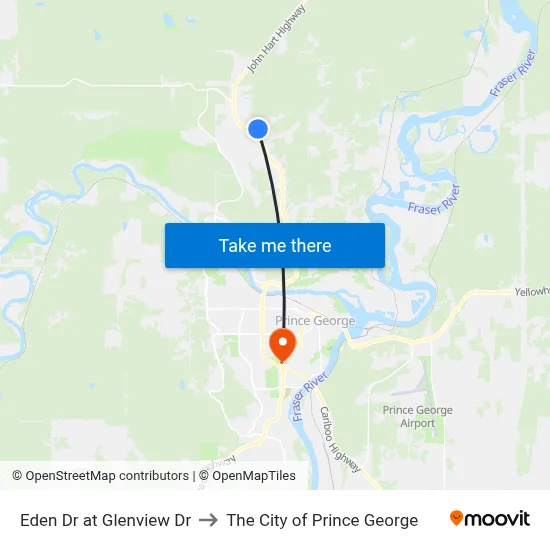 Eden Dr at Glenview Dr to The City of Prince George map