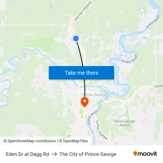 Eden Dr at Dagg Rd to The City of Prince George map