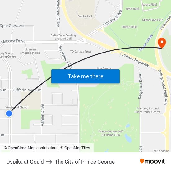 Ospika at Gould to The City of Prince George map