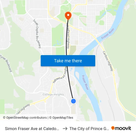 Simon Fraser Ave at Caledonia Cres to The City of Prince George map