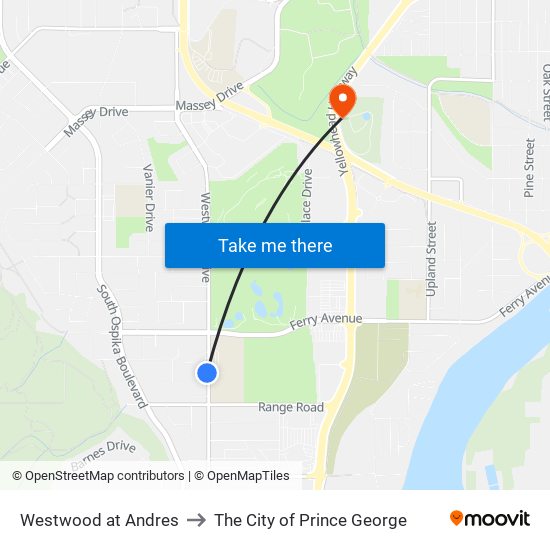 Westwood at Andres to The City of Prince George map