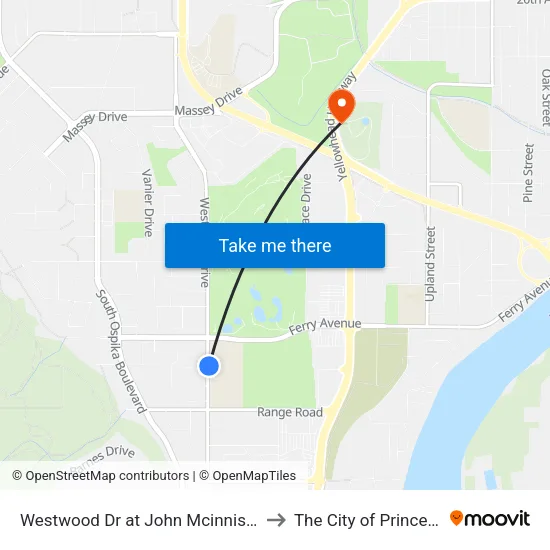 Westwood Dr at John Mcinnis Secondary to The City of Prince George map