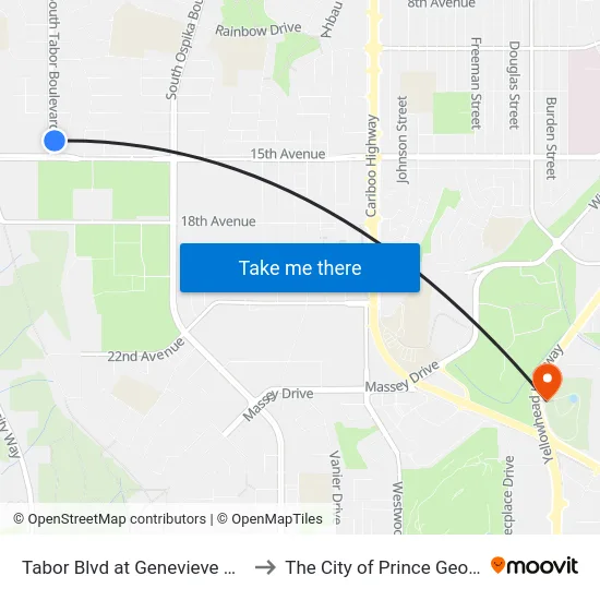 Tabor Blvd at Genevieve Cres to The City of Prince George map