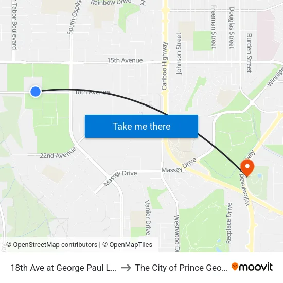 18th Ave at George Paul Lane to The City of Prince George map