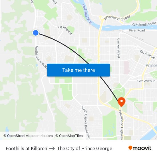 Foothills at Killoren to The City of Prince George map