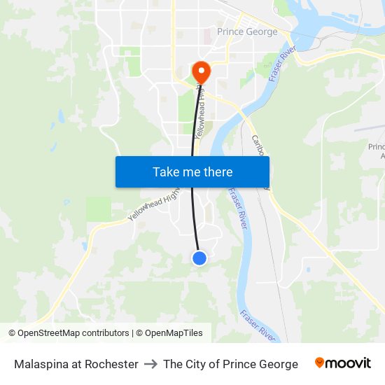 Malaspina at Rochester to The City of Prince George map